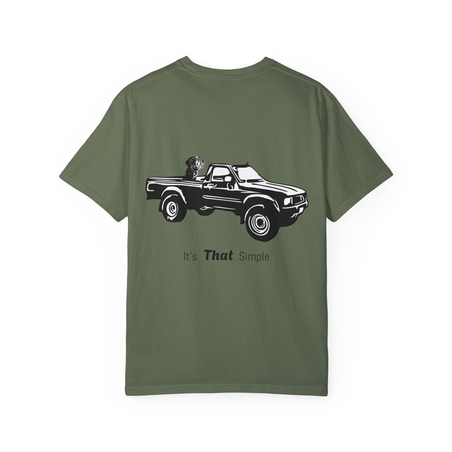 Hayes Outdoors Unisex Garment-Dyed T-Shirt Front and Back - Toyota Pickup Inspired Design