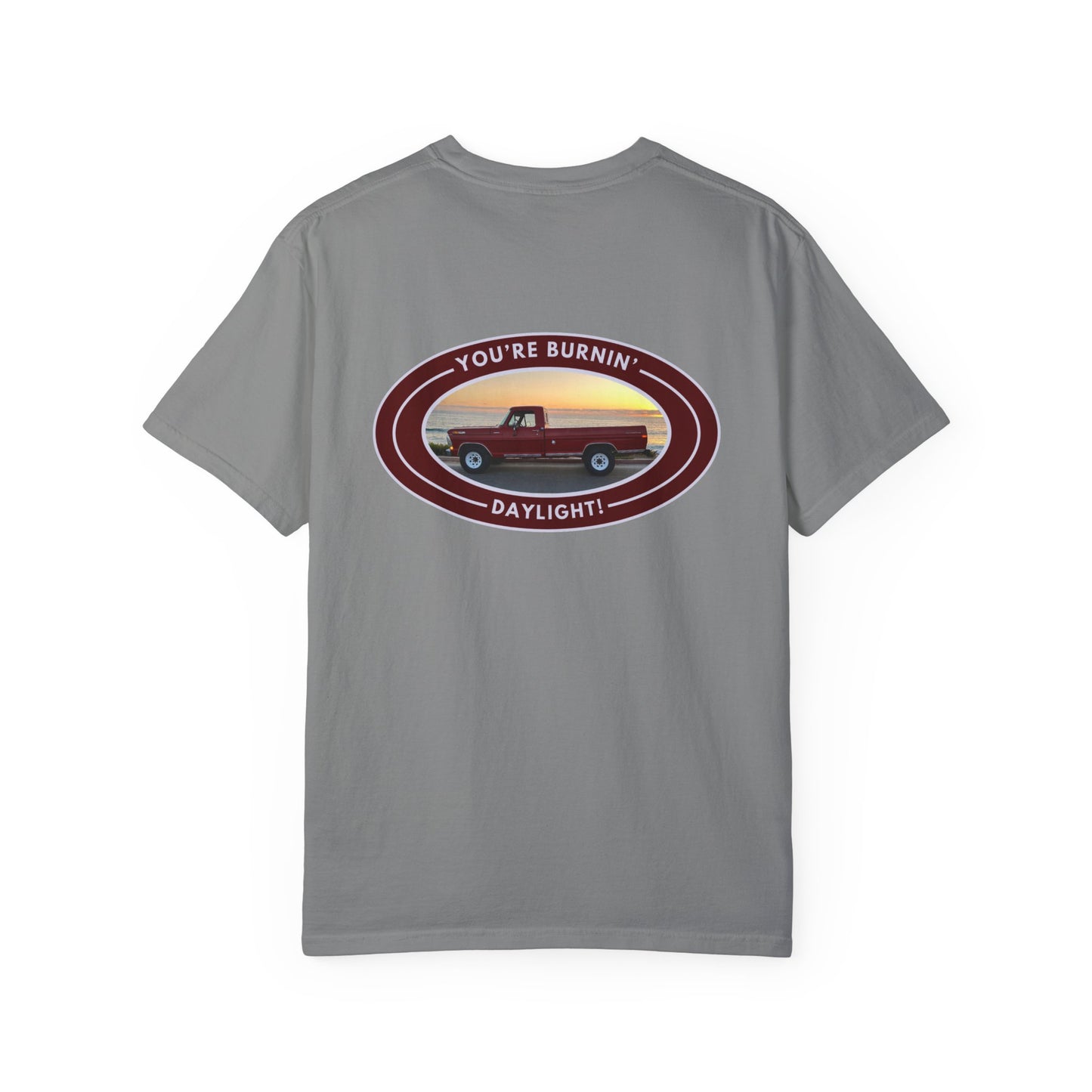 Hayes Outdoors Unisex Garment-Dyed T-Shirt Front and Back - Old Ford & Adventure Inspired Design
