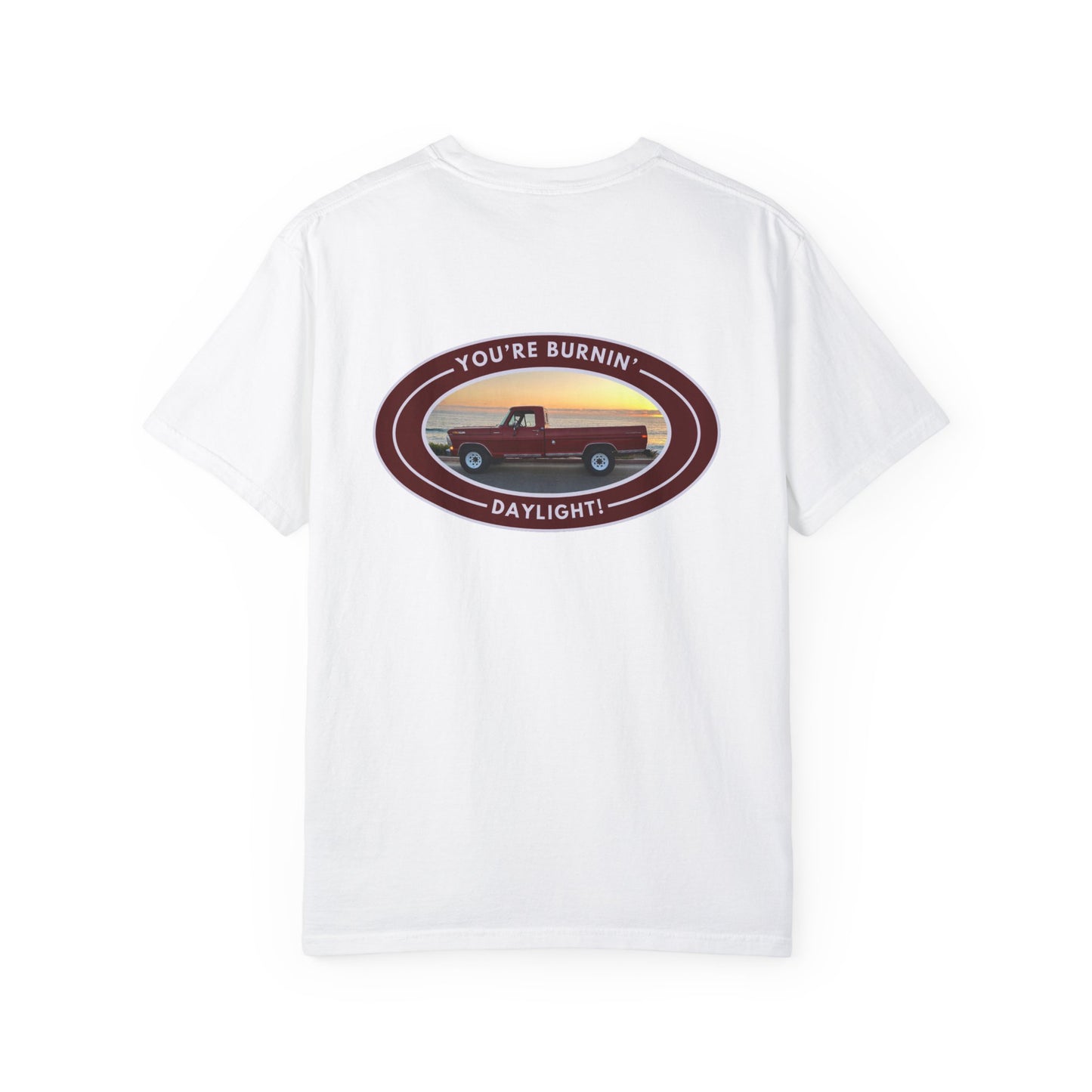 Hayes Outdoors Unisex Garment-Dyed T-Shirt Front and Back - Old Ford & Adventure Inspired Design