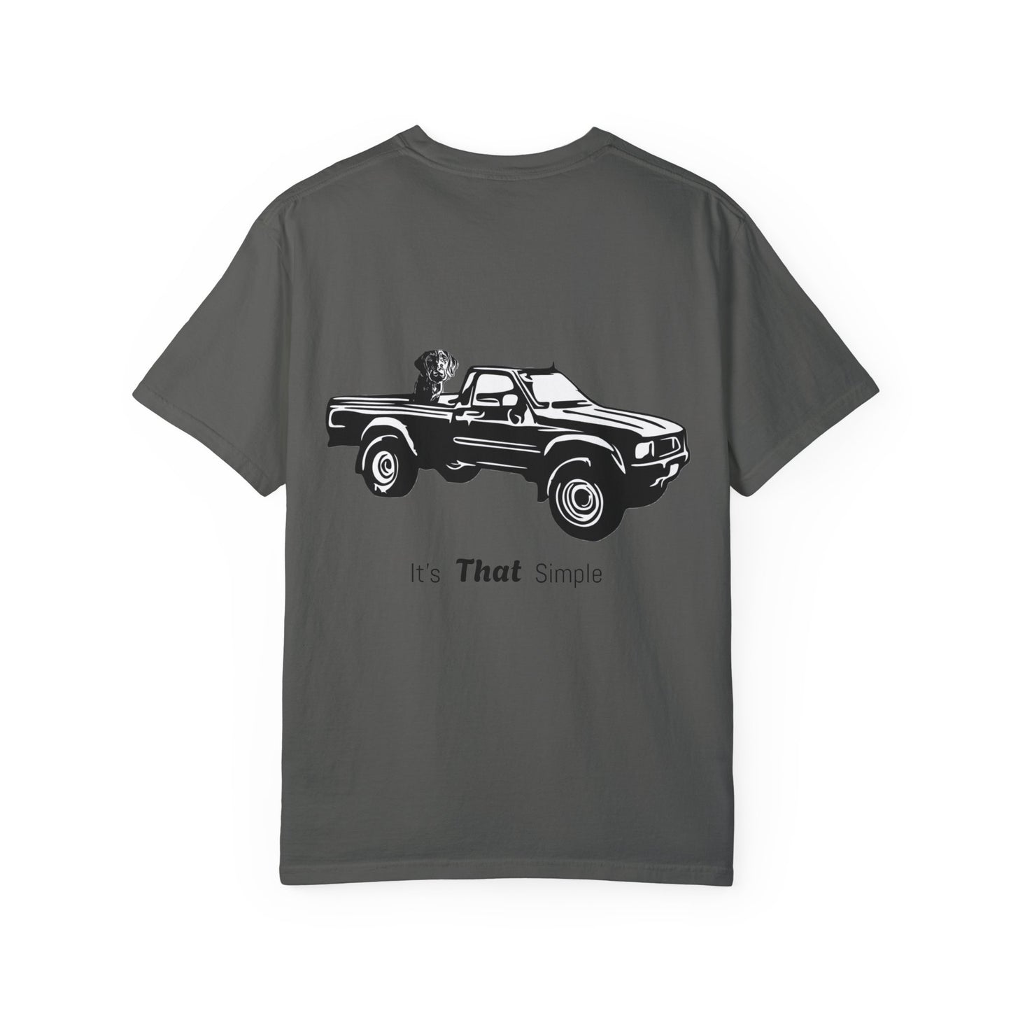 Hayes Outdoors Unisex Garment-Dyed T-Shirt Front and Back - Toyota Pickup Inspired Design