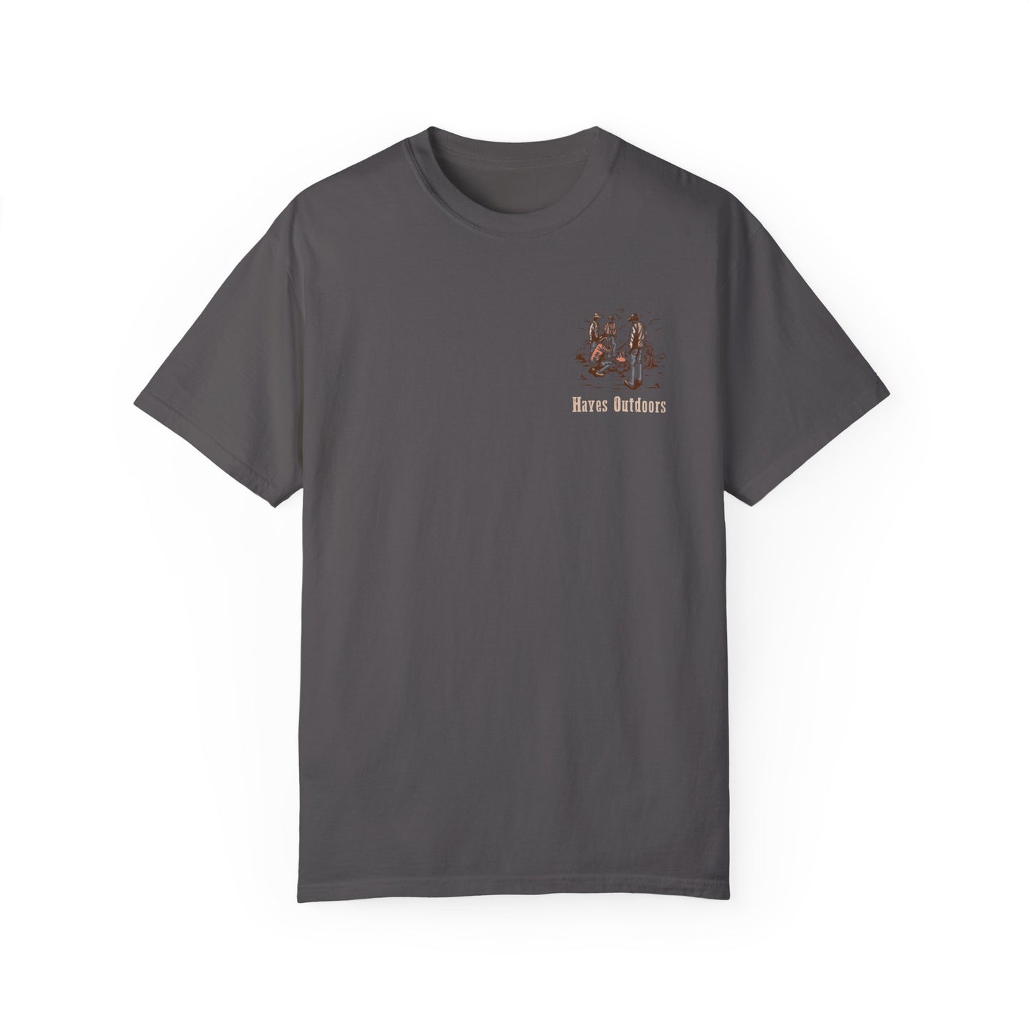 Heritage Outdoors Unisex Garment-Dyed T-Shirt Front and Back - Nature & Adventure Inspired Design