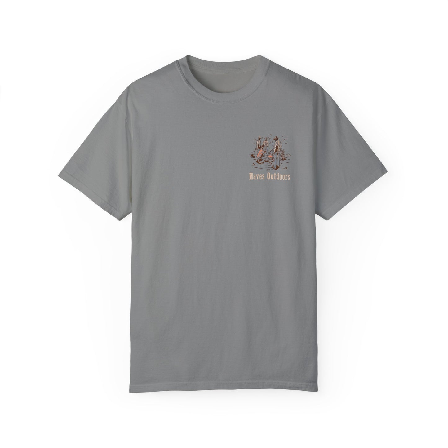 Heritage Outdoors Unisex Garment-Dyed T-Shirt Front and Back - Nature & Adventure Inspired Design
