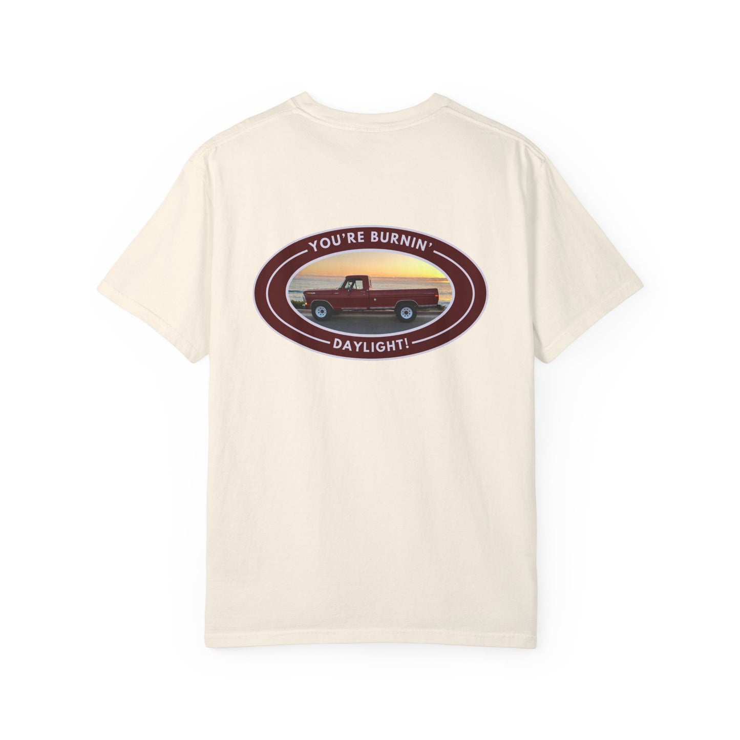 Hayes Outdoors Unisex Garment-Dyed T-Shirt Front and Back - Old Ford & Adventure Inspired Design