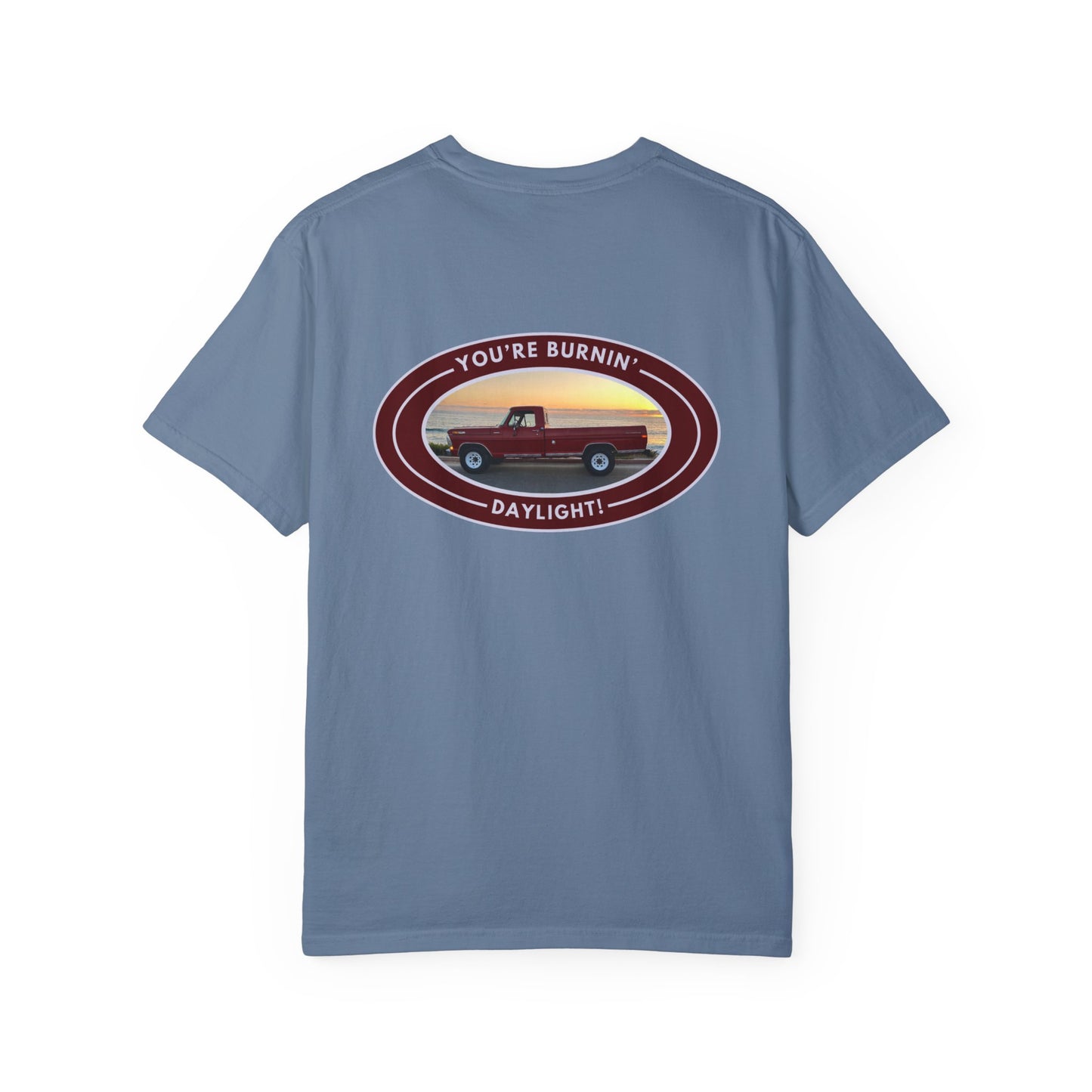 Hayes Outdoors Unisex Garment-Dyed T-Shirt Front and Back - Old Ford & Adventure Inspired Design