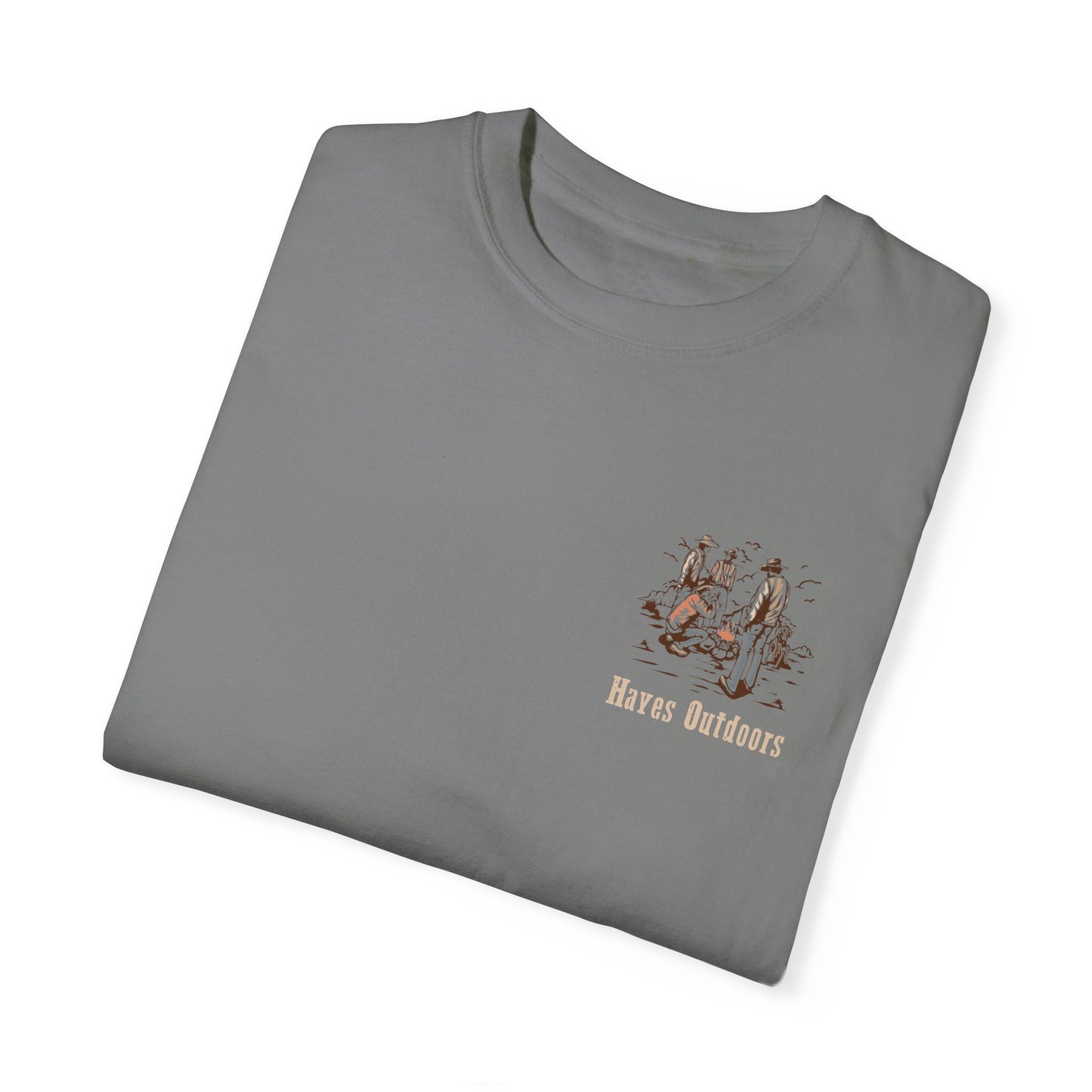 Heritage Outdoors Unisex Garment-Dyed T-Shirt Front and Back - Nature & Adventure Inspired Design