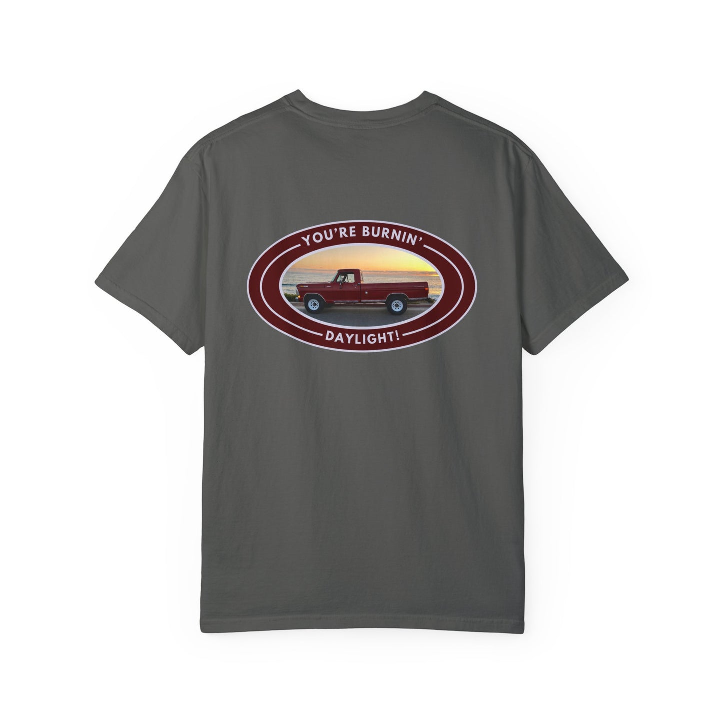 Hayes Outdoors Unisex Garment-Dyed T-Shirt Front and Back - Old Ford & Adventure Inspired Design