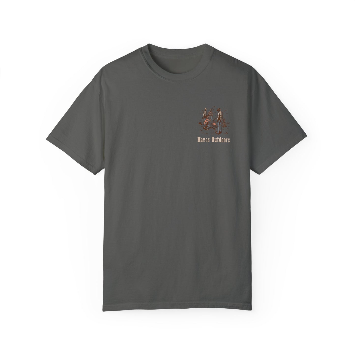 Heritage Outdoors Unisex Garment-Dyed T-Shirt Front and Back - Nature & Adventure Inspired Design