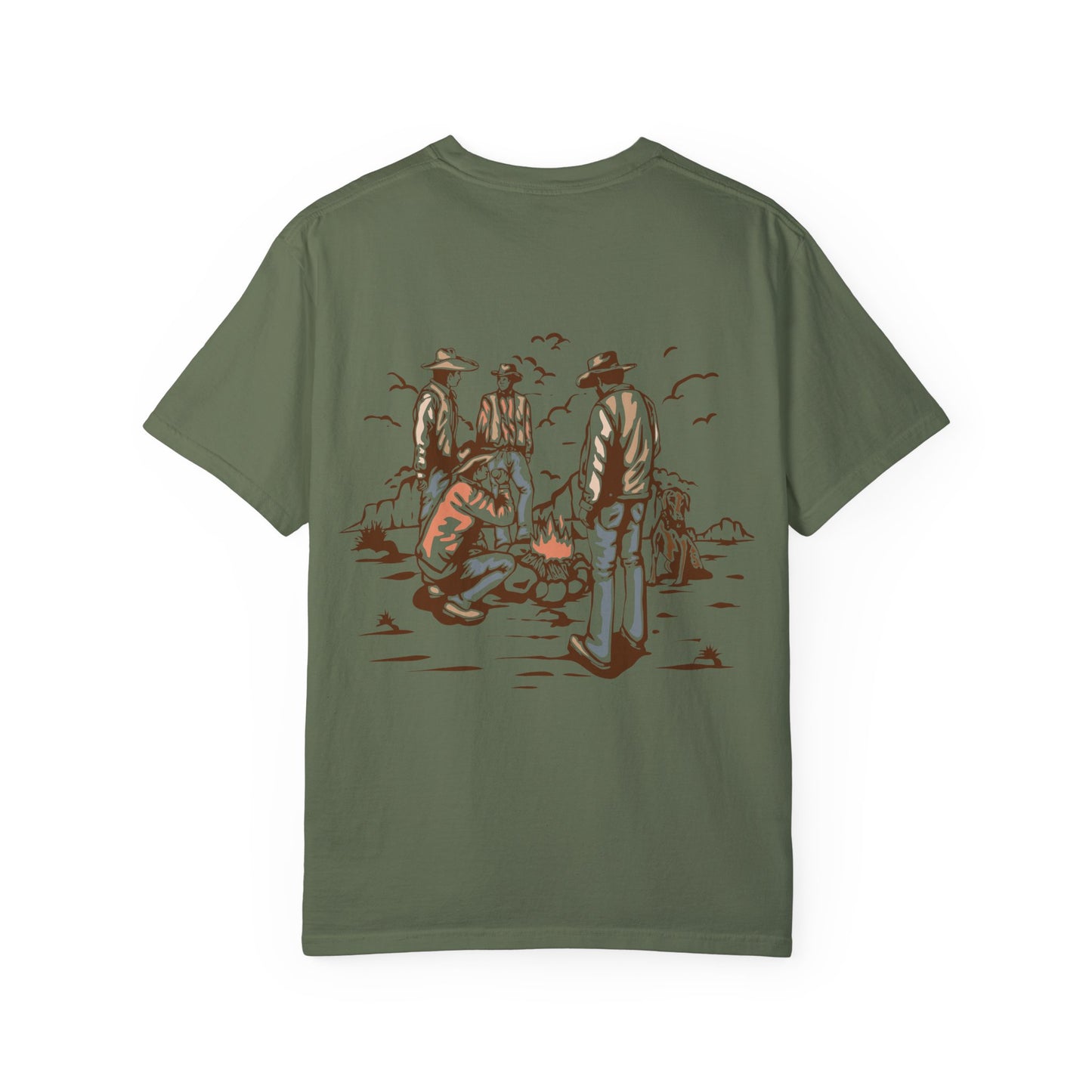Heritage Outdoors Unisex Garment-Dyed T-Shirt Front and Back - Nature & Adventure Inspired Design