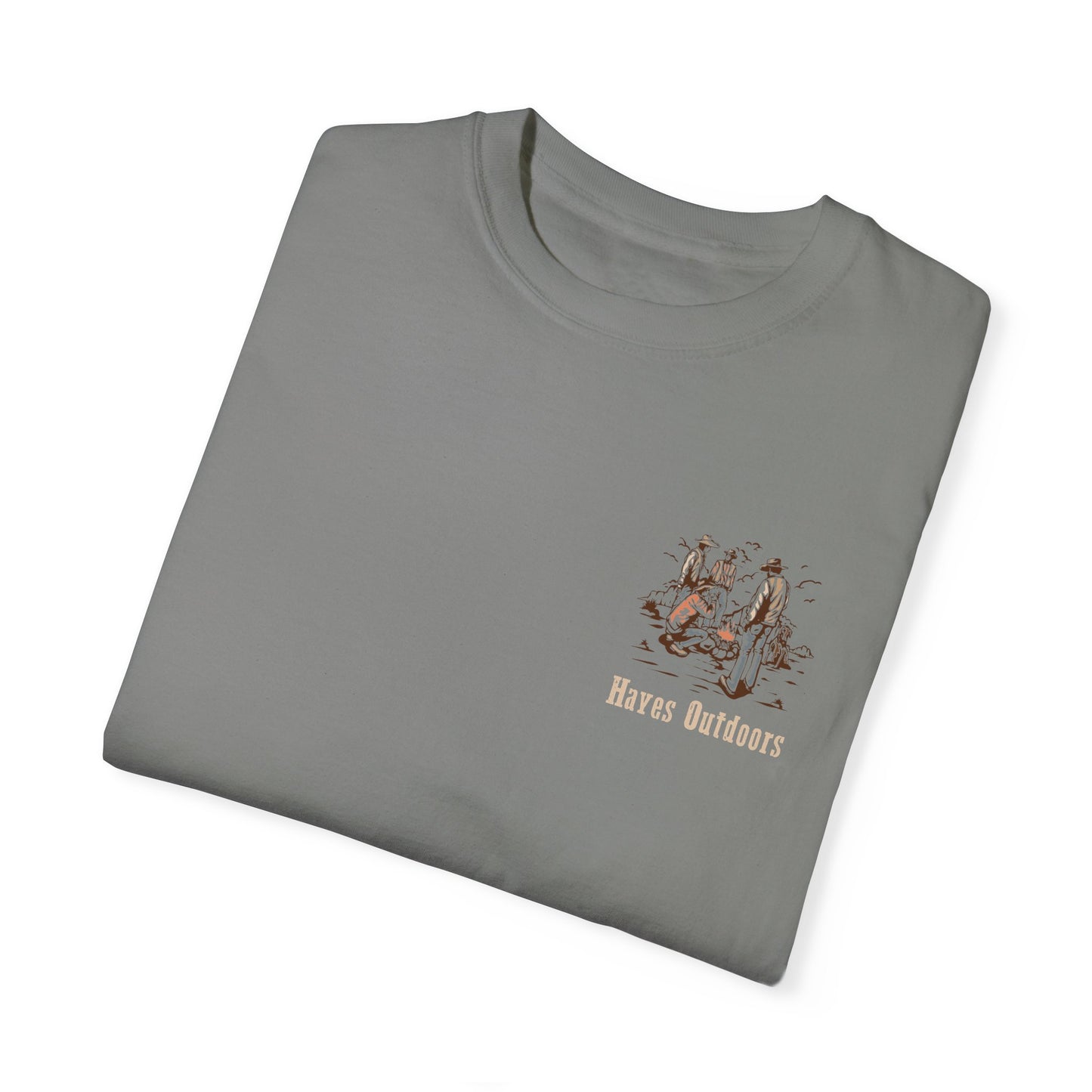 Heritage Outdoors Unisex Garment-Dyed T-Shirt Front and Back - Nature & Adventure Inspired Design