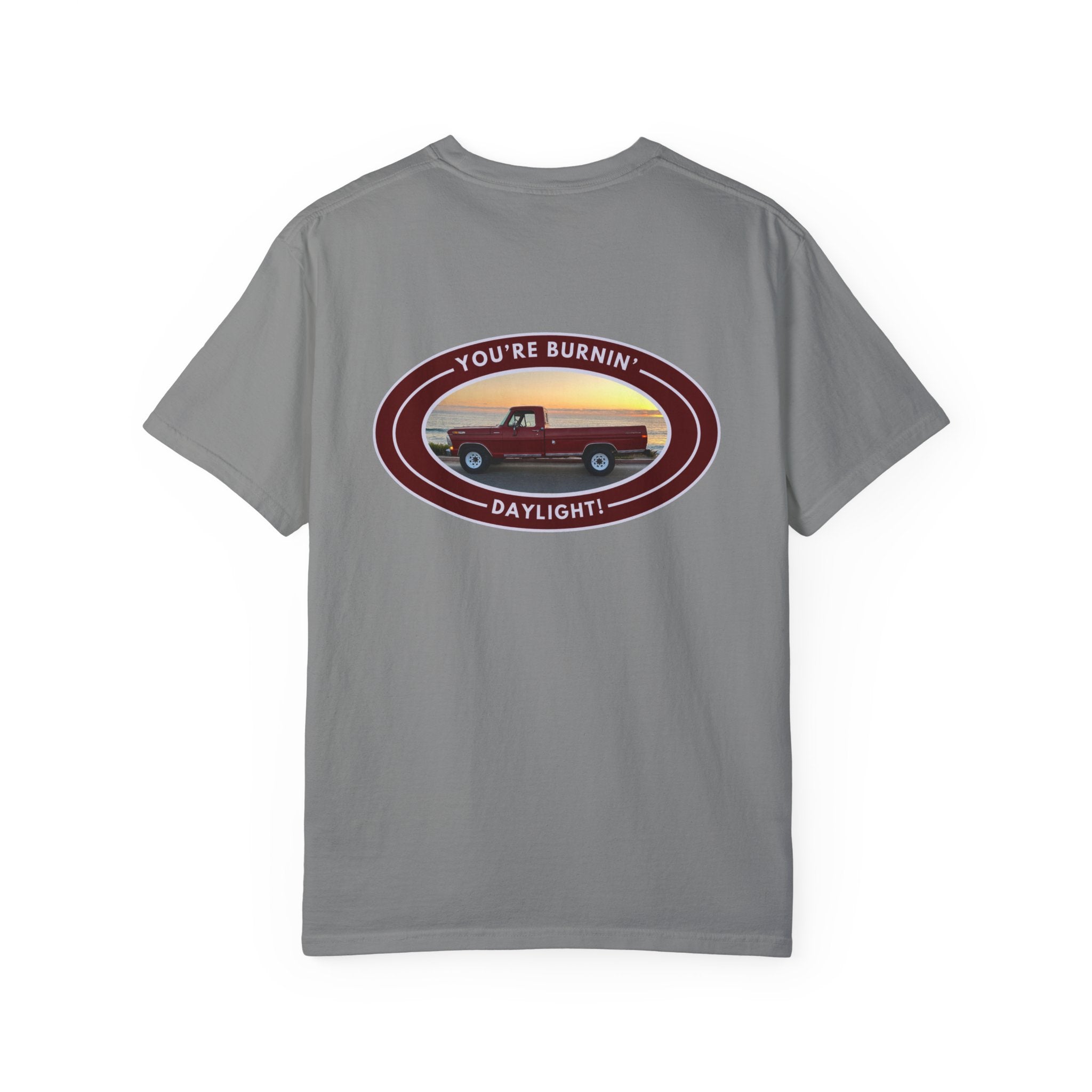 Hayes Outdoors Unisex Garment-Dyed T-Shirt Front and Back - Old Ford & Adventure Inspired Design