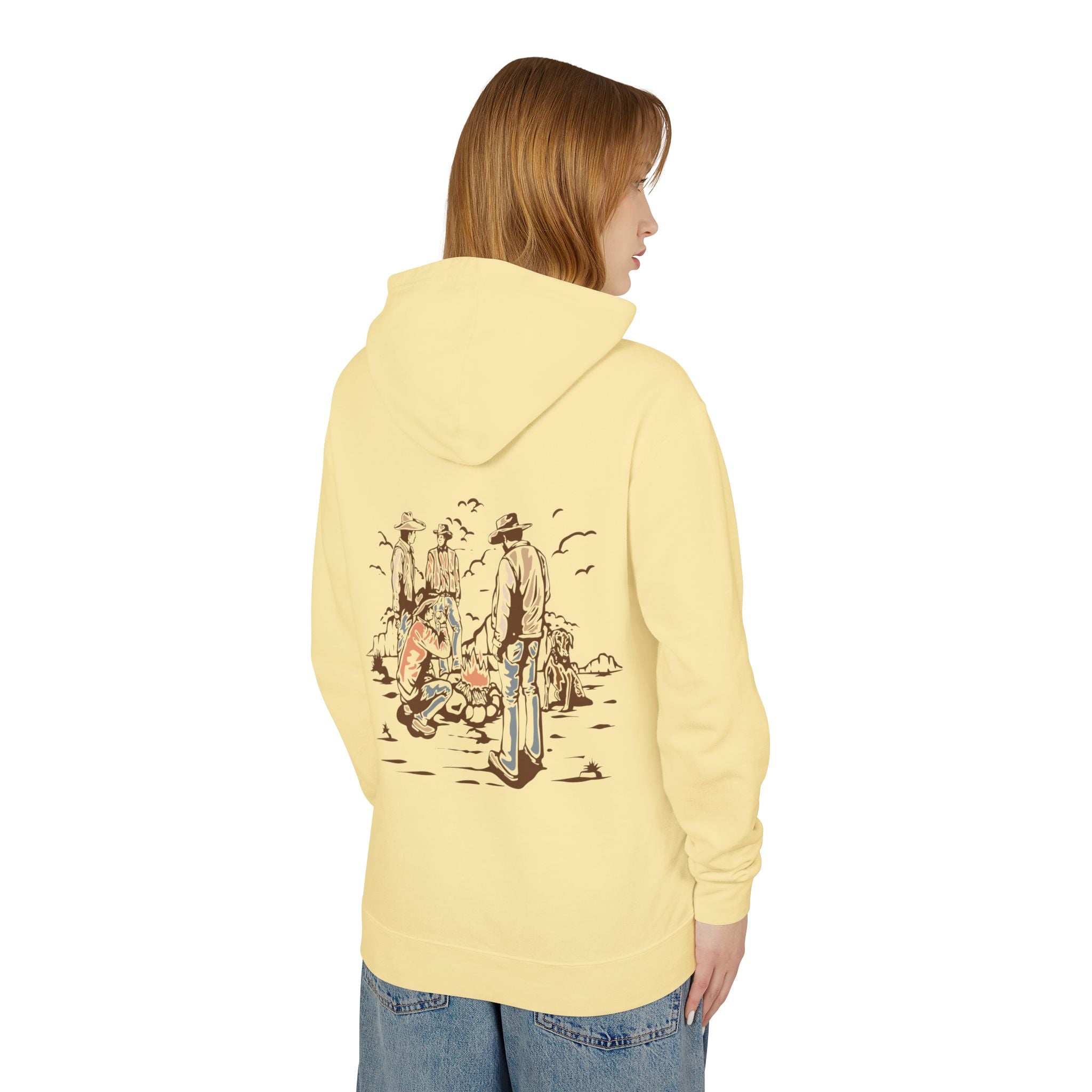 Unisex Lightweight Hooded Sweatshirt with Vintage Outdoor Design 100% Cotton