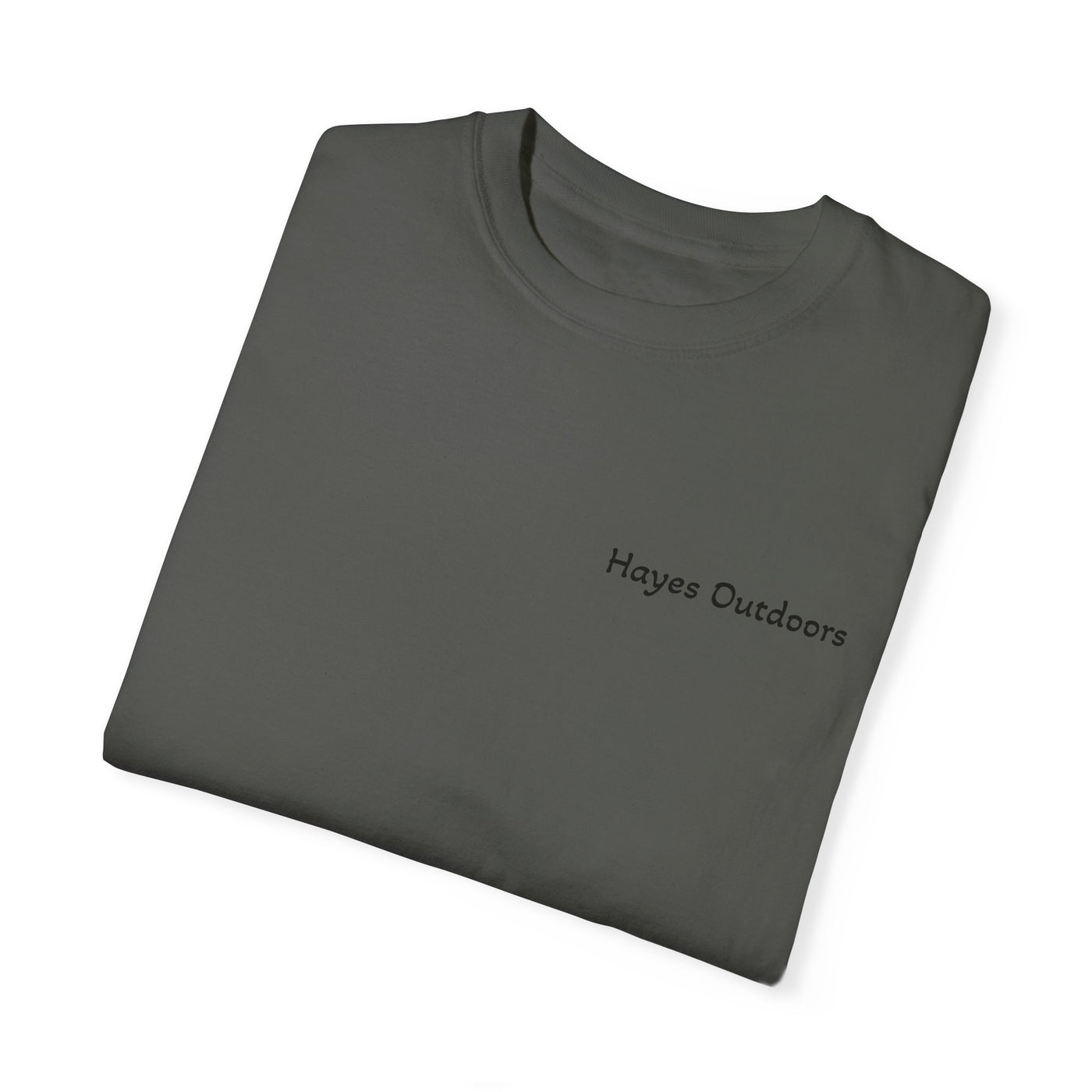 Hayes Outdoors Unisex Garment-Dyed T-Shirt Front and Back - Old Ford & Adventure Inspired Design