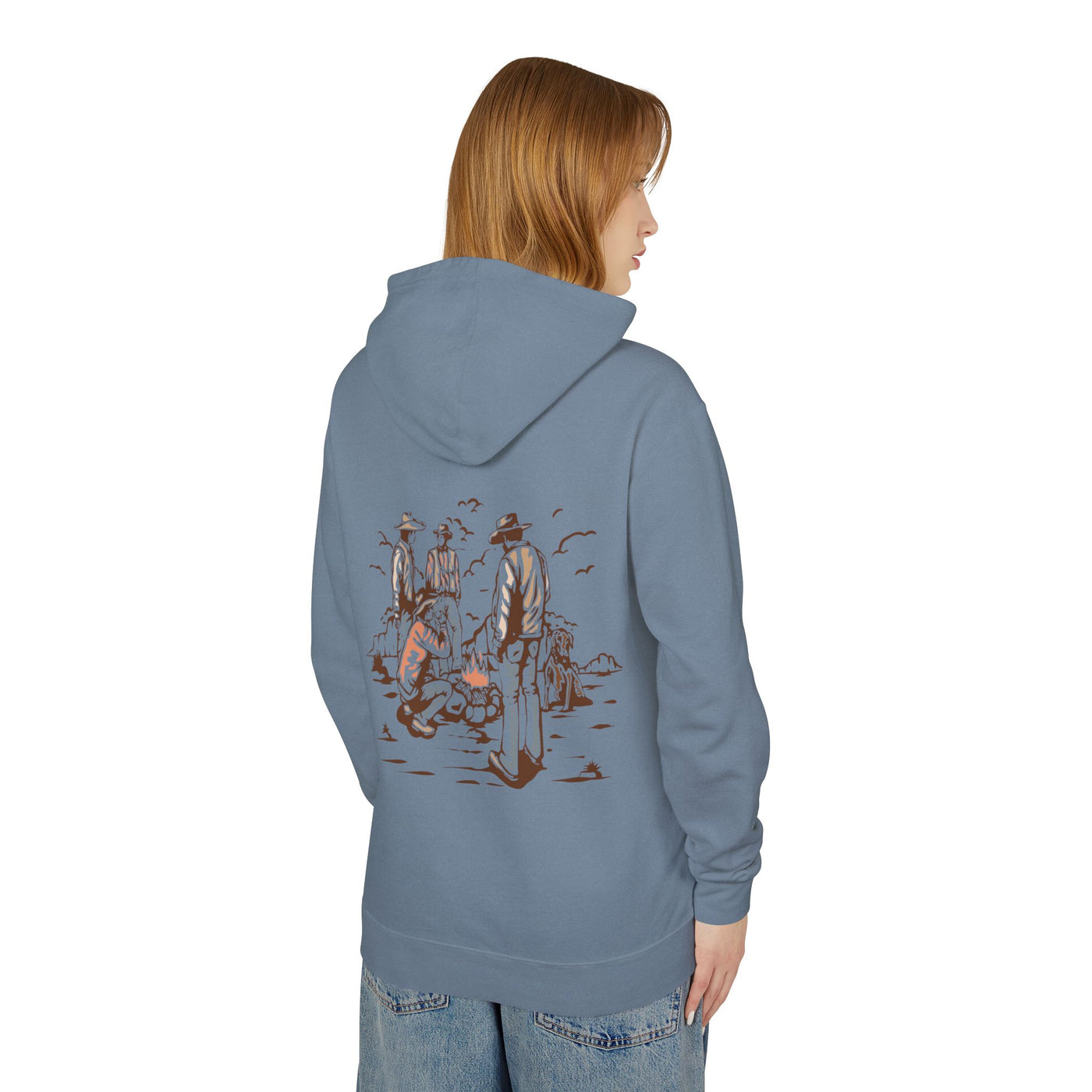 Unisex Lightweight Hooded Sweatshirt with Vintage Outdoor Design 100% Cotton