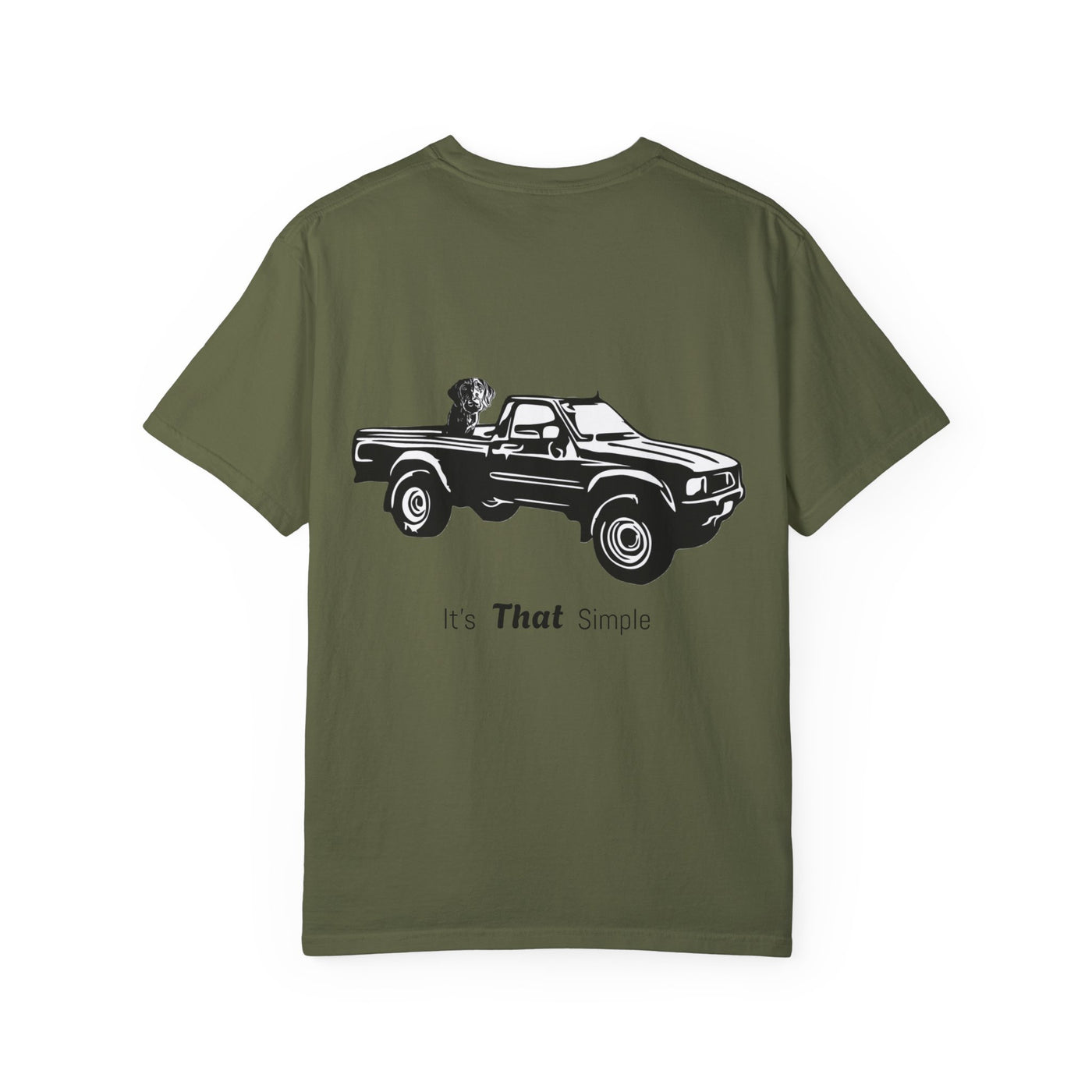 Hayes Outdoors Unisex Garment-Dyed T-Shirt Front and Back - Toyota Pickup Inspired Design