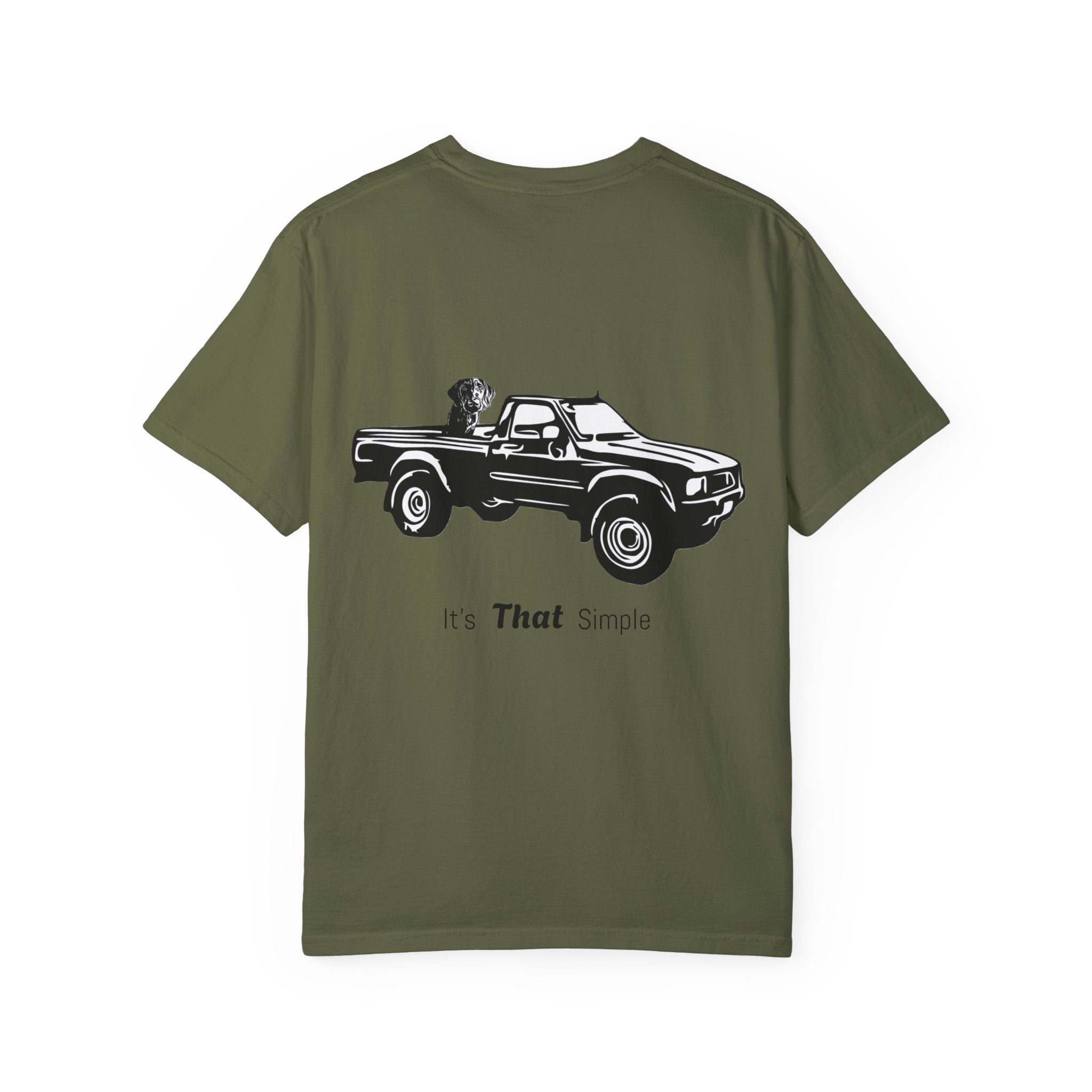Hayes Outdoors Unisex Garment-Dyed T-Shirt Front and Back - Toyota Pickup Inspired Design