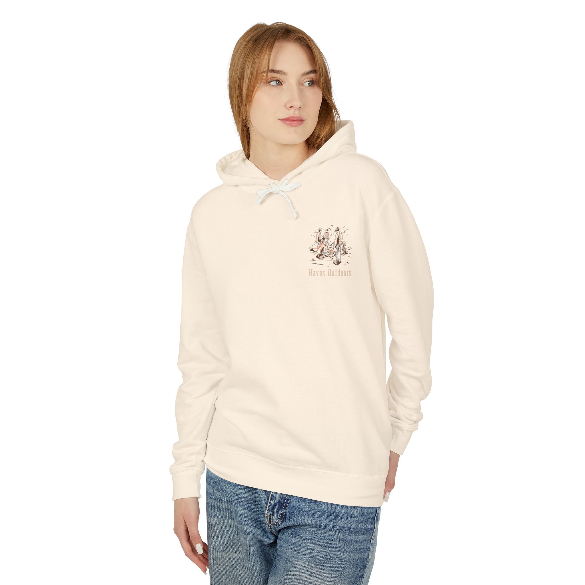 Unisex Lightweight Hooded Sweatshirt with Vintage Outdoor Design 100% Cotton