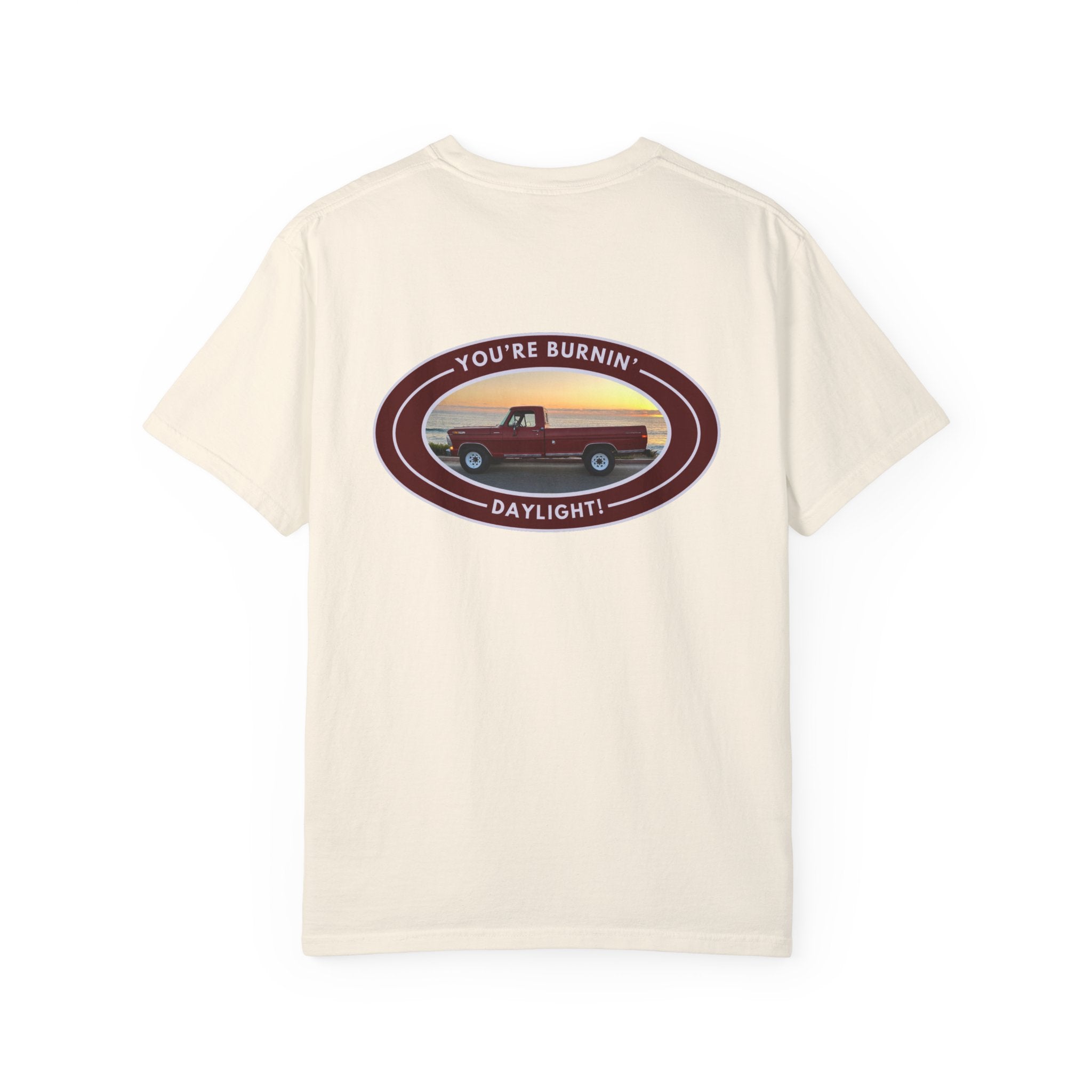 Hayes Outdoors Unisex Garment-Dyed T-Shirt Front and Back - Old Ford & Adventure Inspired Design