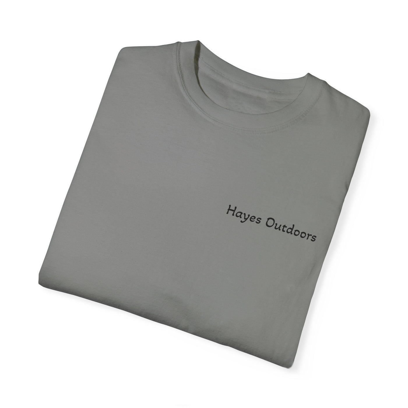 Hayes Outdoors Unisex Garment-Dyed T-Shirt Front and Back - Old Ford & Adventure Inspired Design