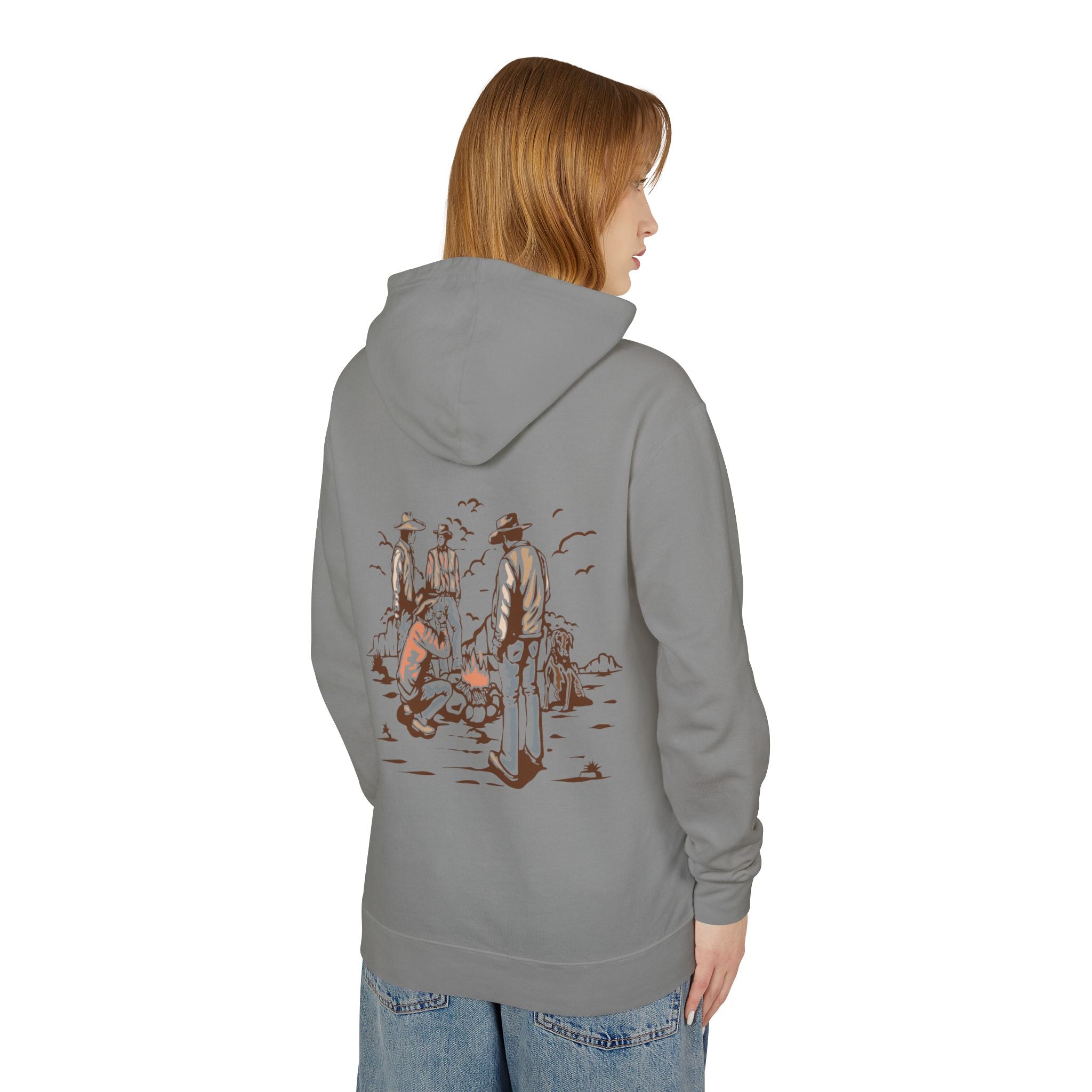 Unisex Lightweight Hooded Sweatshirt with Vintage Outdoor Design 100% Cotton