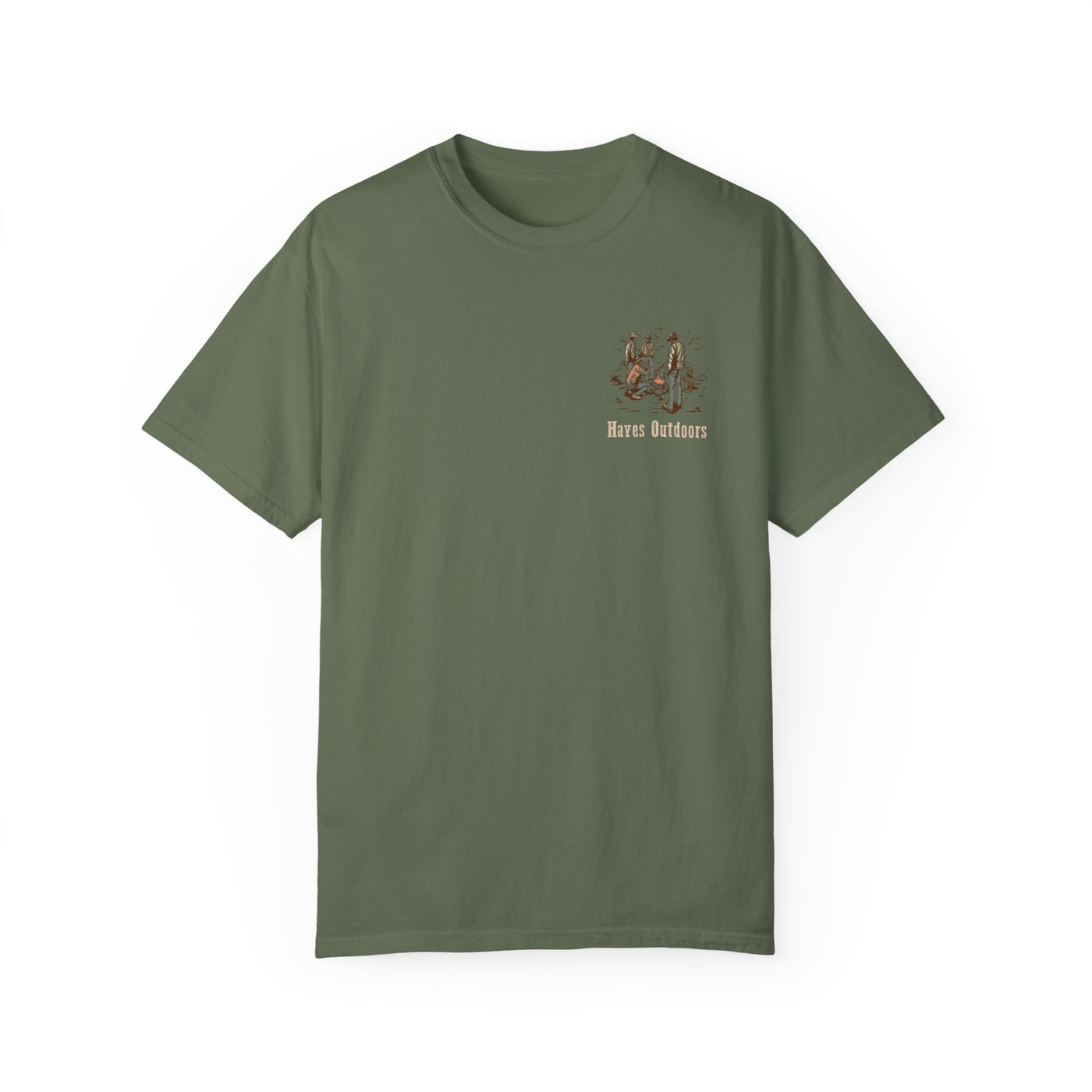 Heritage Outdoors Unisex Garment-Dyed T-Shirt Front and Back - Nature & Adventure Inspired Design