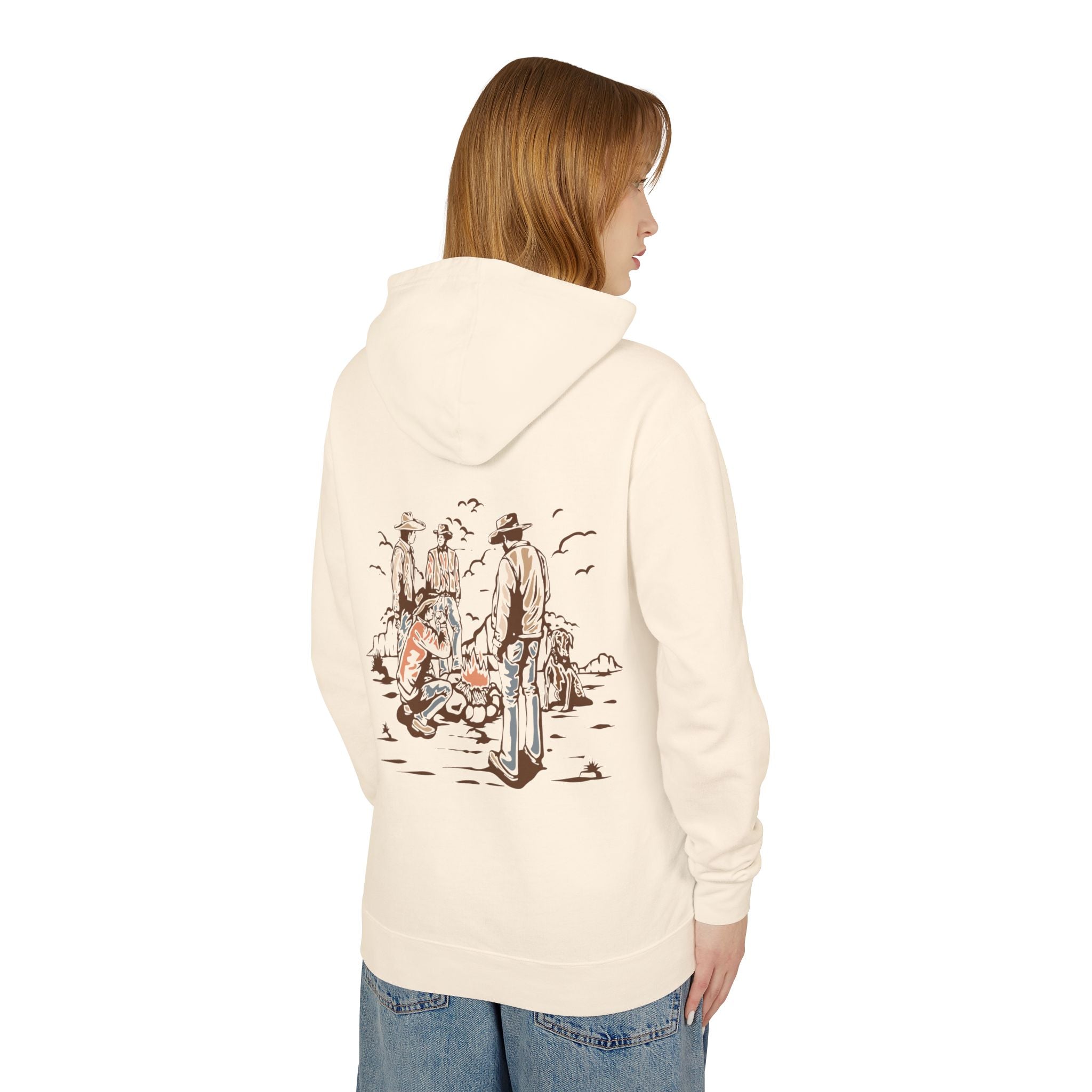 Unisex Lightweight Hooded Sweatshirt with Vintage Outdoor Design 100% Cotton