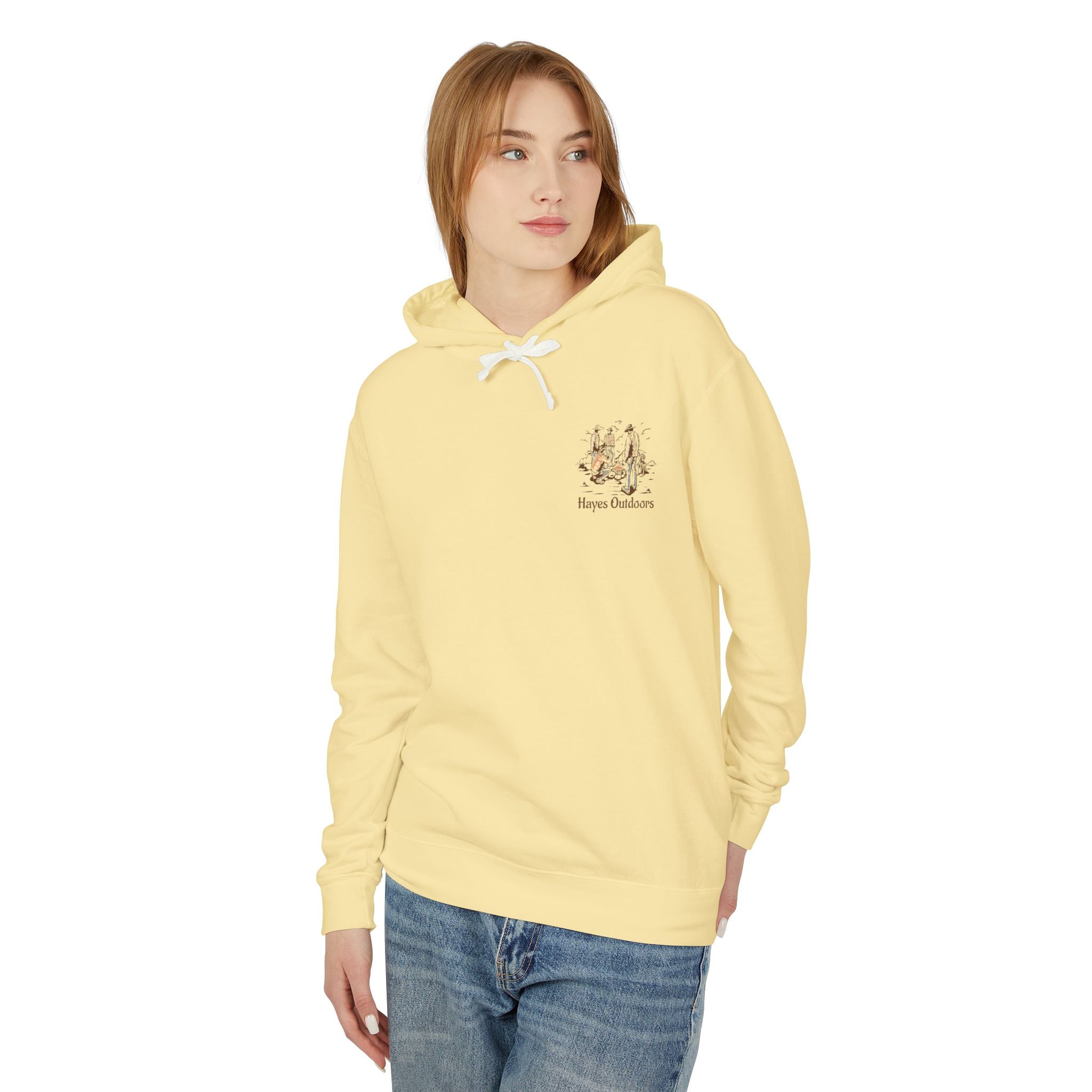 Unisex Lightweight Hooded Sweatshirt with Vintage Outdoor Design 100% Cotton