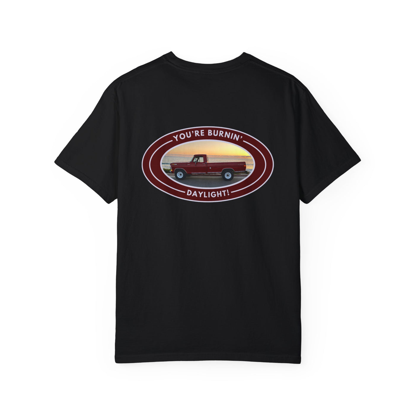 Hayes Outdoors Unisex Garment-Dyed T-Shirt Front and Back - Old Ford & Adventure Inspired Design