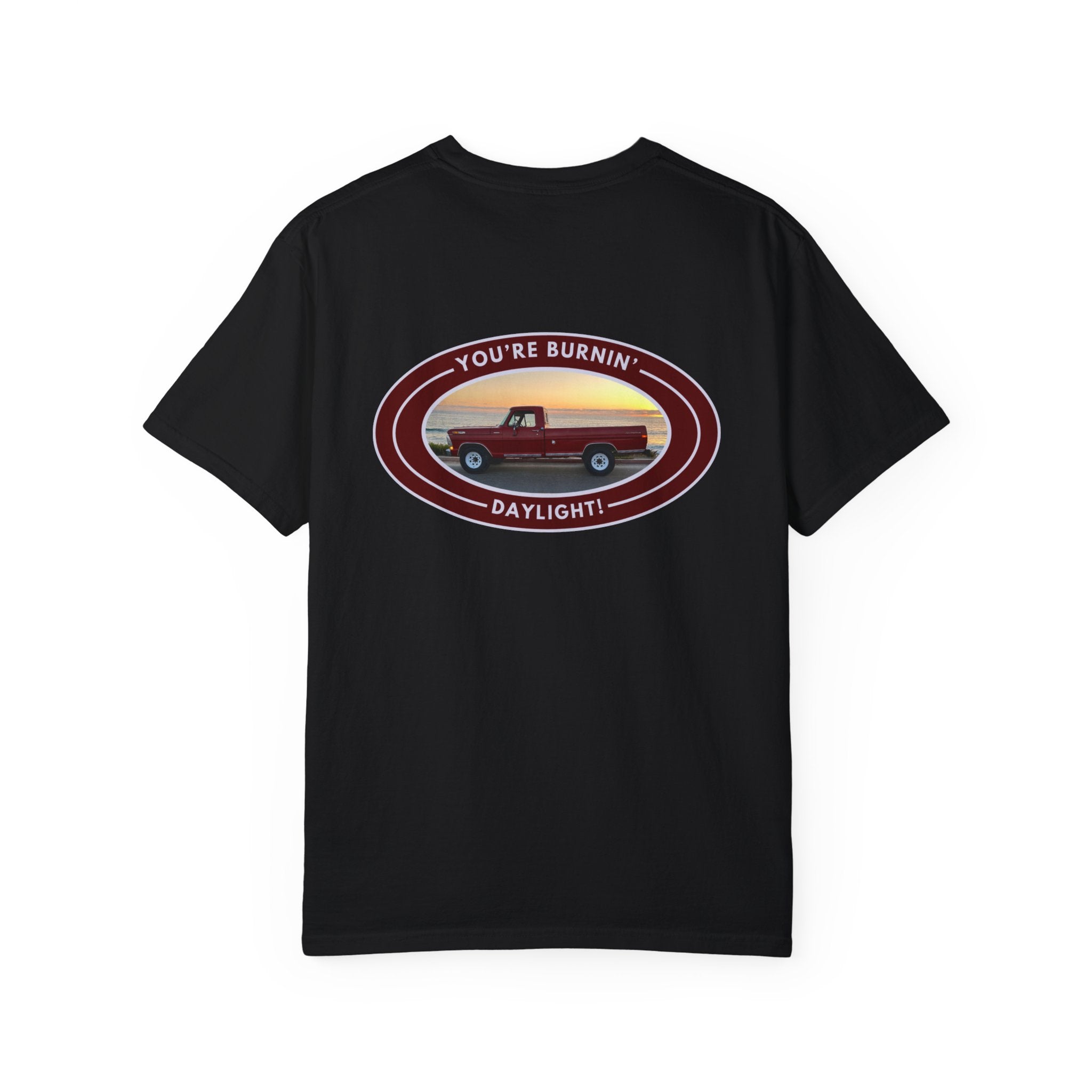Hayes Outdoors Unisex Garment-Dyed T-Shirt Front and Back - Old Ford & Adventure Inspired Design
