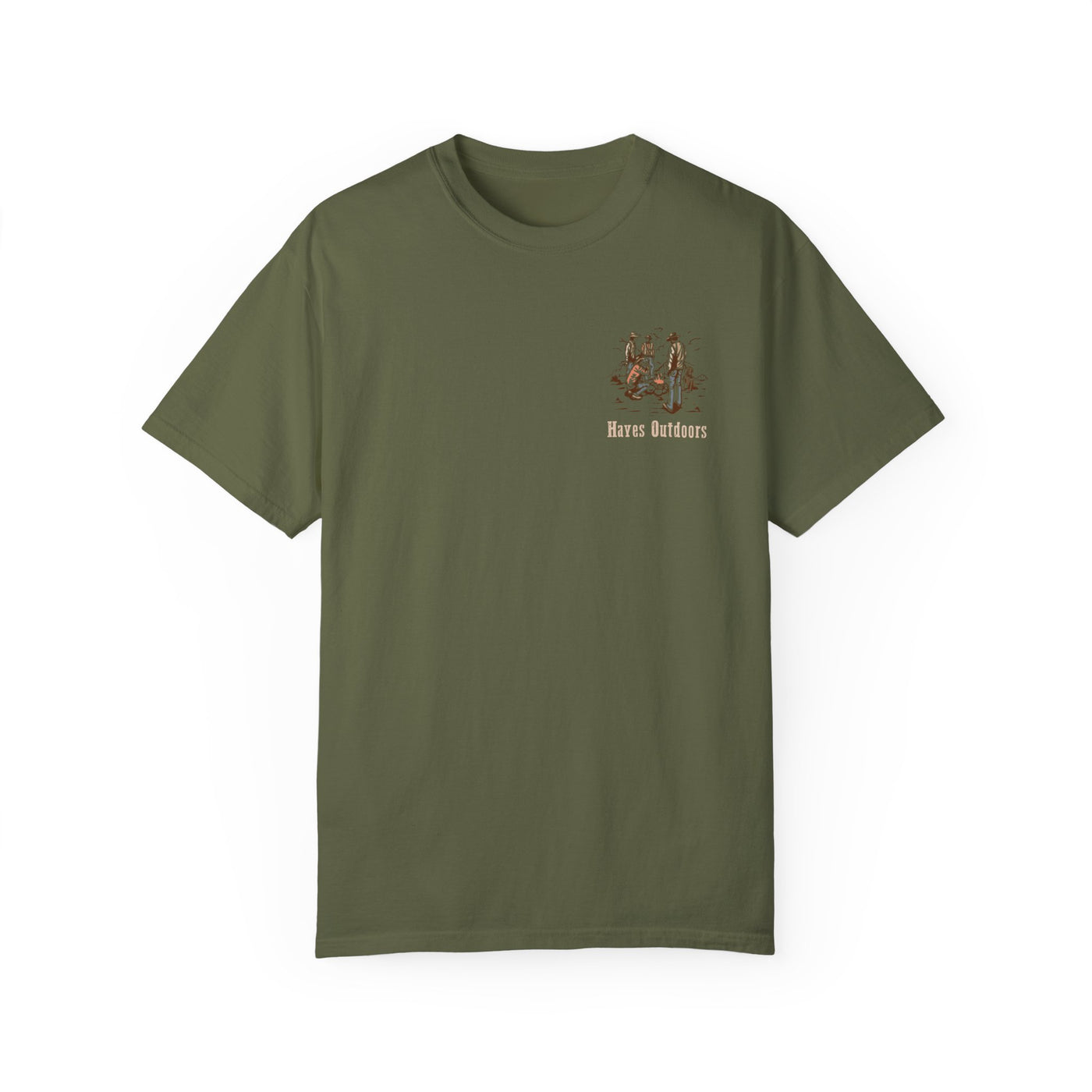 Heritage Outdoors Unisex Garment-Dyed T-Shirt Front and Back - Nature & Adventure Inspired Design