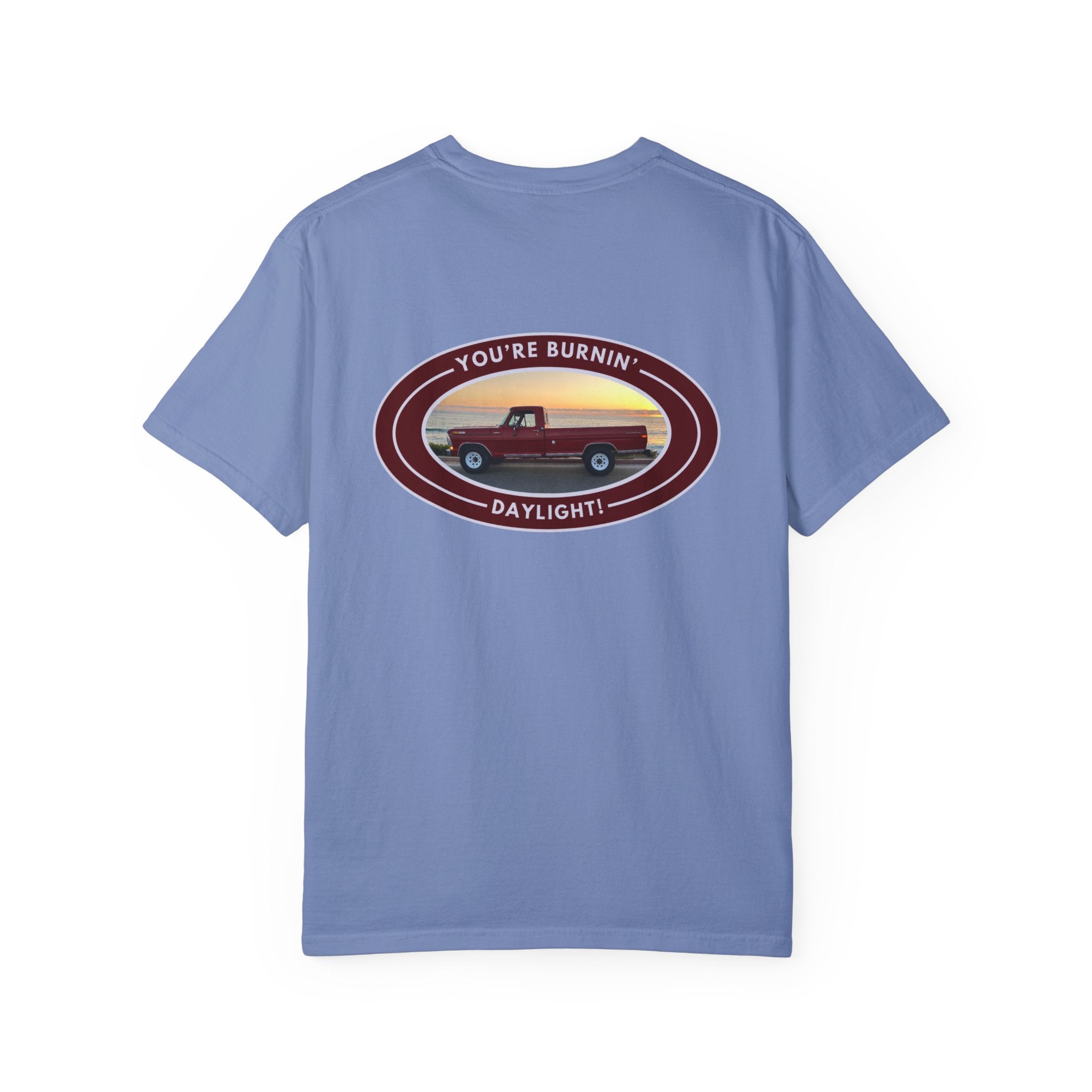 Hayes Outdoors Unisex Garment-Dyed T-Shirt Front and Back - Old Ford & Adventure Inspired Design