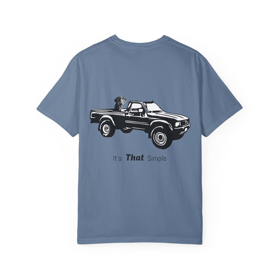 Hayes Outdoors Unisex Garment-Dyed T-Shirt Front and Back - Toyota Pickup Inspired Design