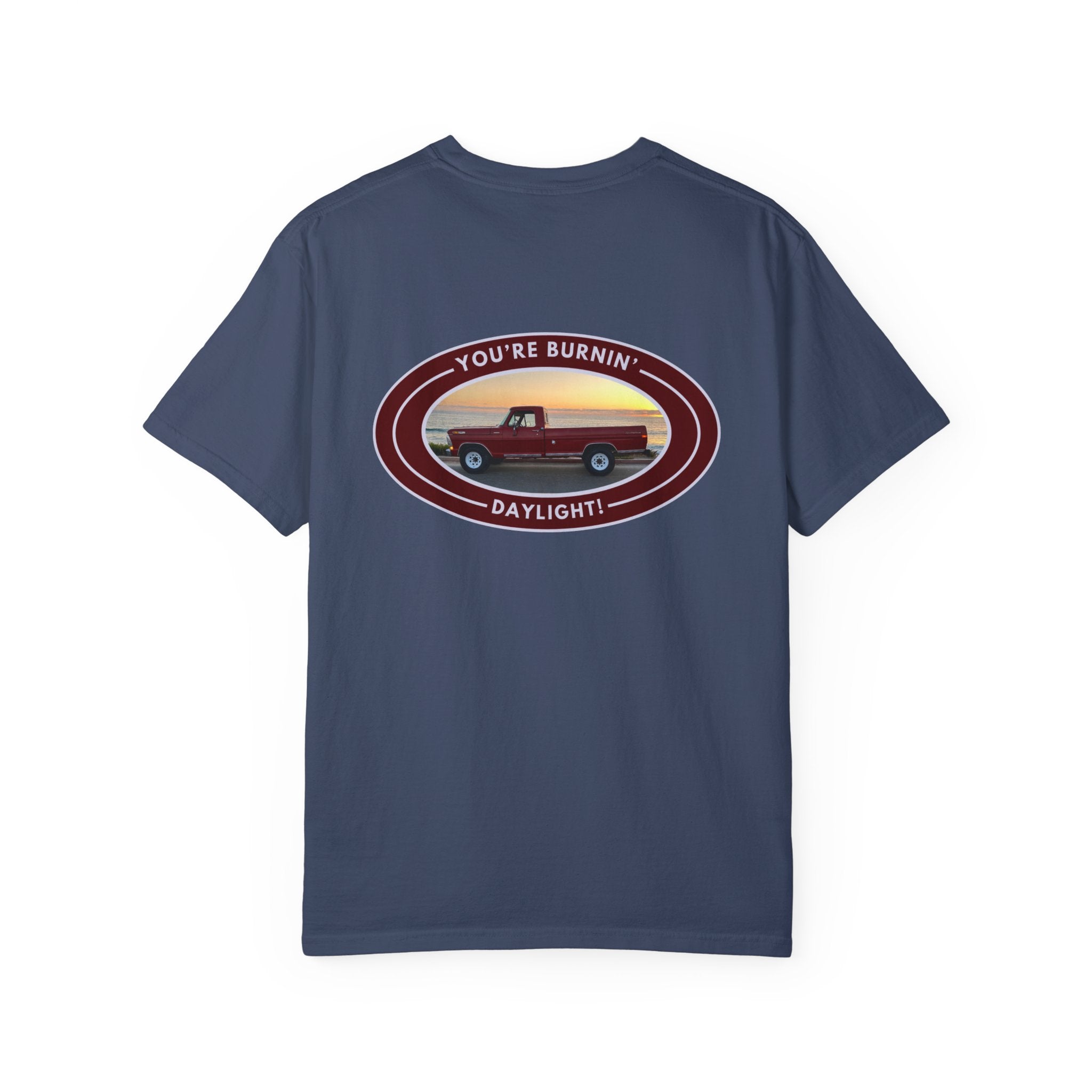 Hayes Outdoors Unisex Garment-Dyed T-Shirt Front and Back - Old Ford & Adventure Inspired Design