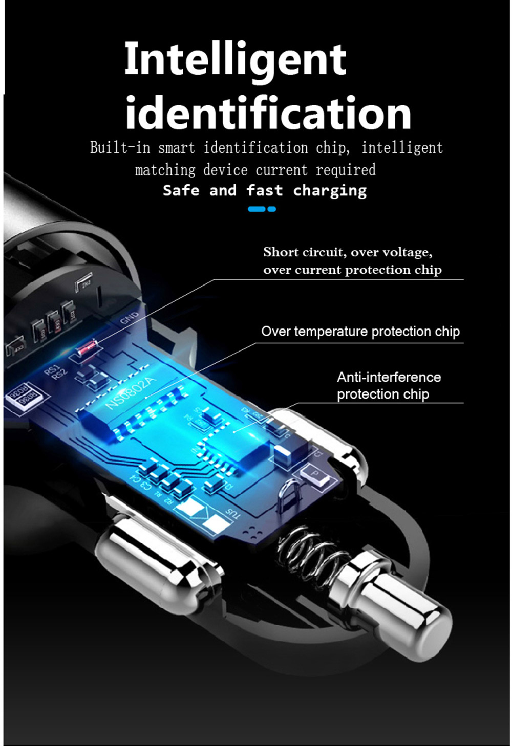 QC 3.0 Dual USB Fast Car Charger with Bluetooth  Mp3 Player