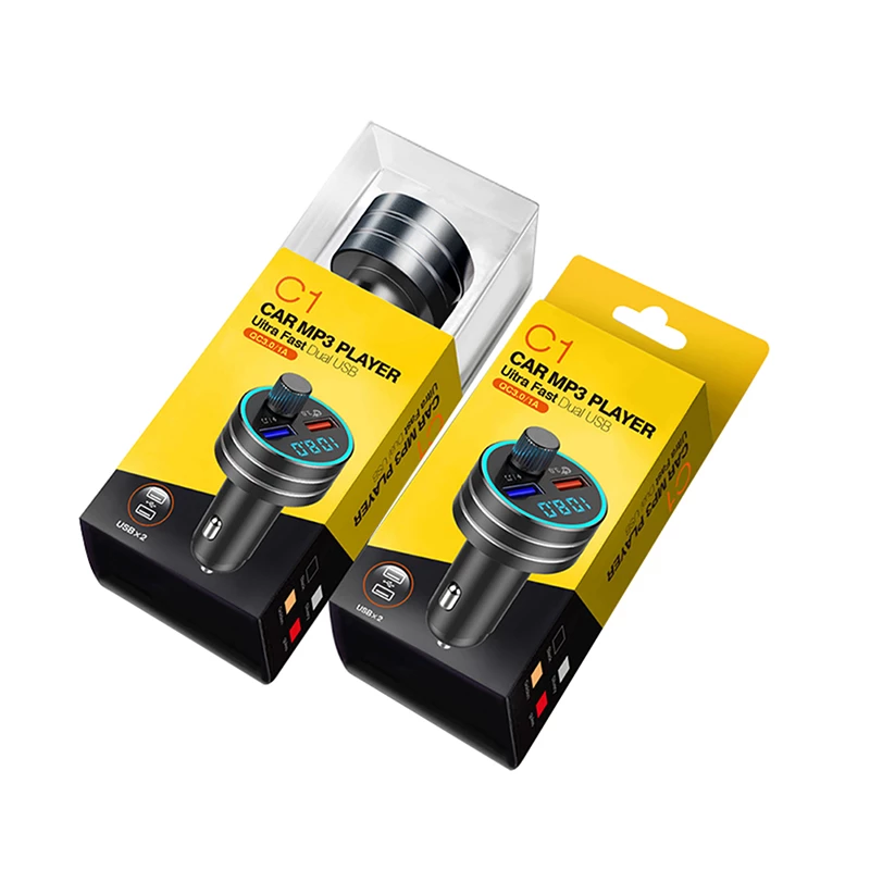QC 3.0 Dual USB Fast Car Charger with Bluetooth  Mp3 Player